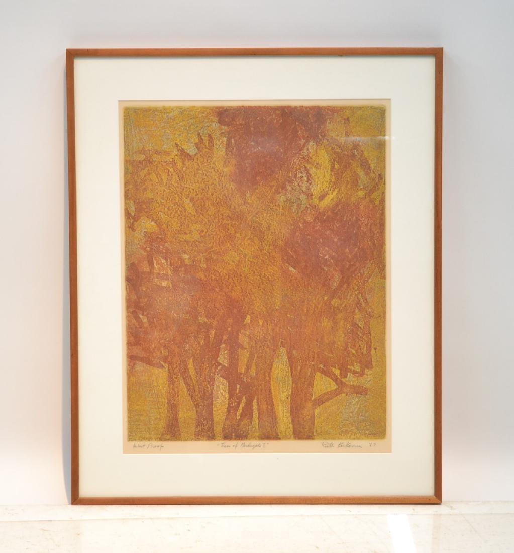 RUTH KERKOVIUS , "TREES OF PORTUGAL" LITHOGRAPH: HAND SIGNED RUTH KERKOVIUS , 67' ; ARTIST PROOF - 25" x 30 1/2"