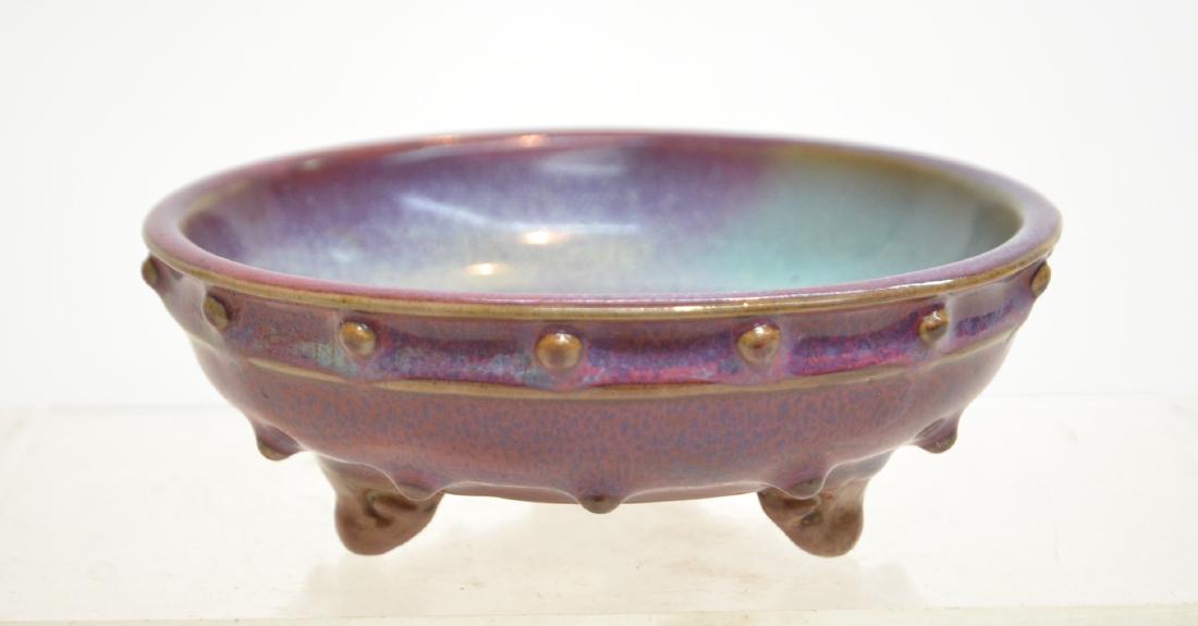 JUNYAO STYLE , FLAMBE TRIPOD CENSER - 6" x 2": JUNYAO STYLE , FLAMBE TRIPOD CENSER - 6" x 2"