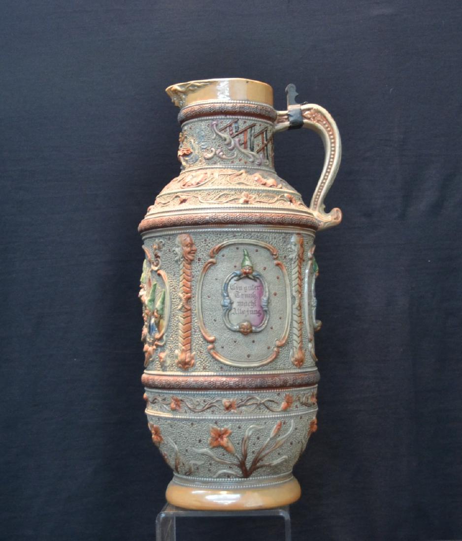 LARGE GERMAN STONEWARE EWER WITH