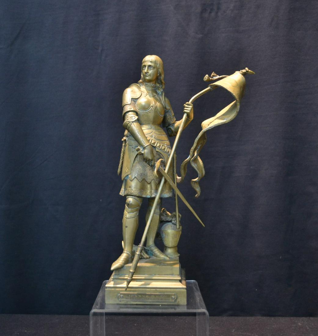 AFTER JEAN BAPTISTE GERMAINE (FRENCH, 1841-1910): BRONZE OF SAINT JOAN OF ARC , SIGNED J.B. GERMAINE , TITLED JEANNE D'ARC - 7" x 6" x 14"