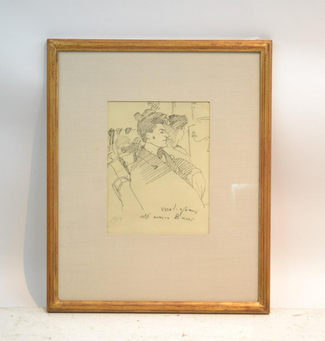 AMEDEO MODIGLIANI (1884-1920) PROFILE PORTRAIT: OF WOMAN PRINT WITH PUBLISHERS STAMP - 9" x 11 1/2" ; 19 1/2" x 23 1/2"