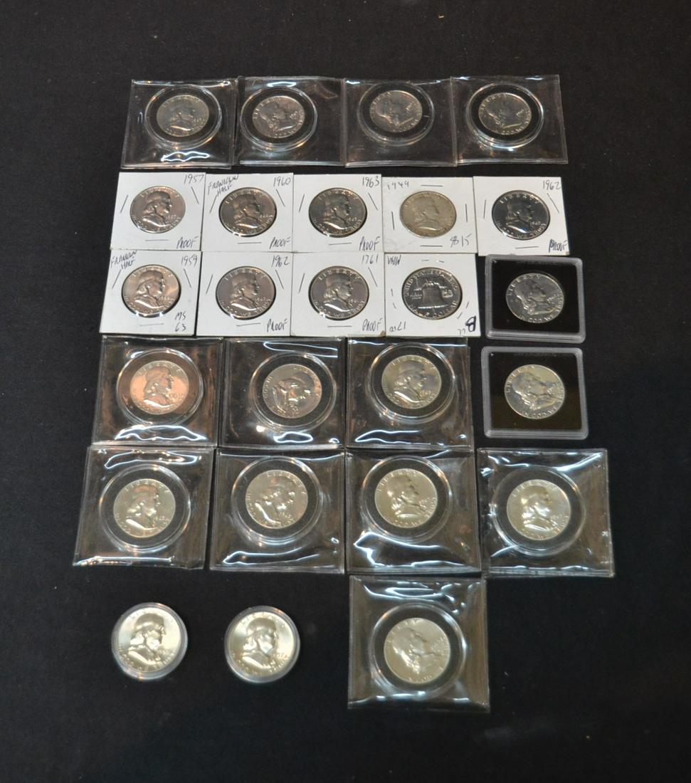 (26) BEN FRANKLIN SILVER HALF DOLLARS: INCLUDING UNCIRCULATED