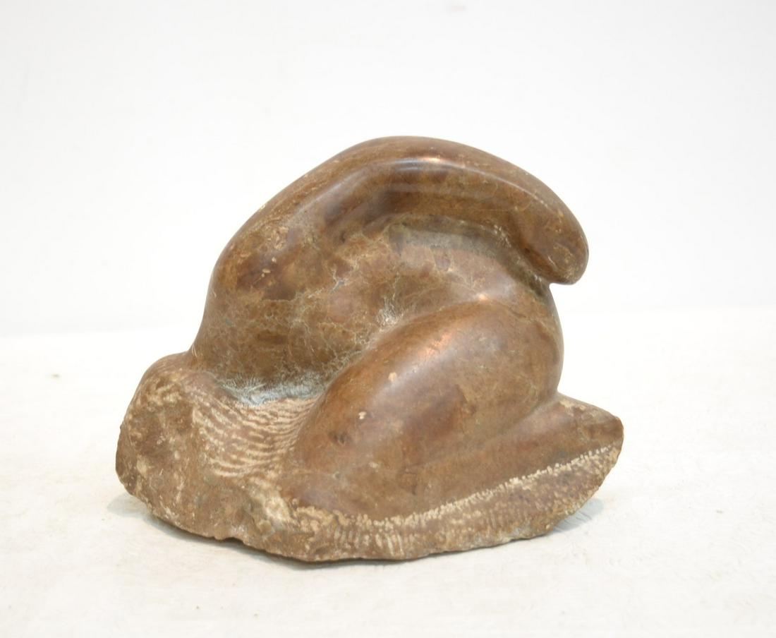 VINCENT GLINSKY (RUSSIAN/AMERICAN, 1895-1975): CARVED STONE RECLINING WOMAN , SIGNED VG - 8 1/2' x 6" x 7"