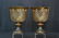 (Pr) LARGE BOHEMIAN AMBER CUT TO CLEAR GLASS URNS