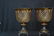 (Pr) LARGE BOHEMIAN AMBER CUT TO CLEAR GLASS URNS - 4