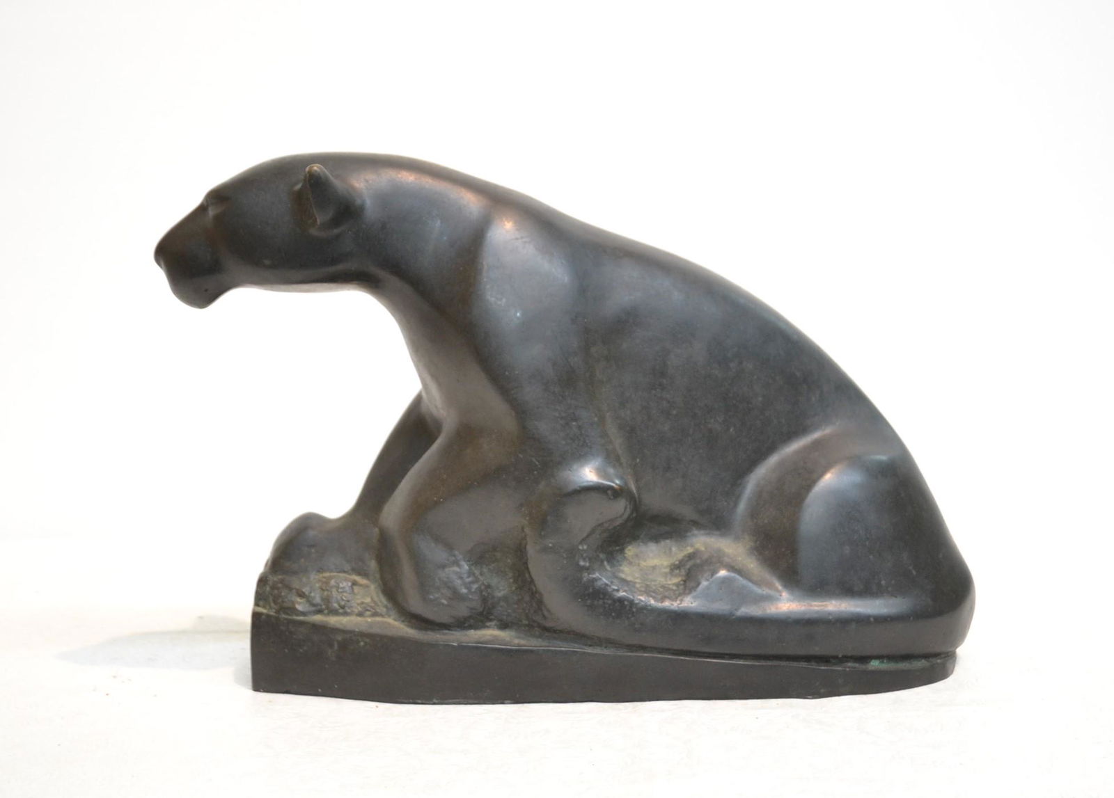 VINCENT GLINSKY (RUSSIAN/AMERICAN, 1895-1975): BRONZE PANTHER , SIGNED GLINSKY - 15" x 5" x 11" WITH EXHIBITION PAMPHLET