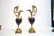 (Pr) GILDED METAL & COBALT PORCELAIN EWERS - 2