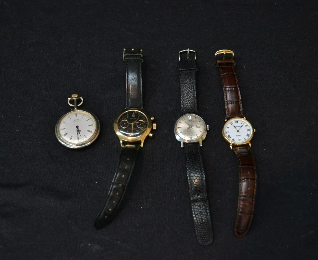 (4) VINTAGE WATCHES INCLUDING TOURNEAU ,: ORIS POCKETWATCH & WRISTWATCH