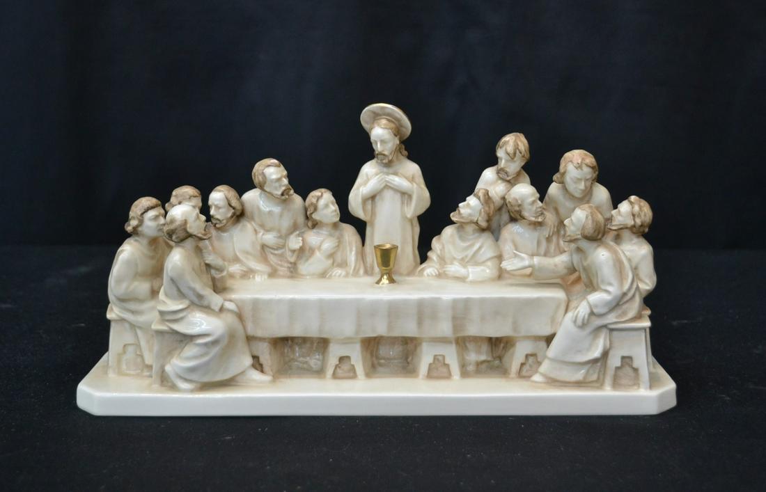 GOEBEL LAST SUPPER PORCELAIN GROUP: HUMMEL, BY GOEBEL LAST SUPPER FIGURAL GROUPING - 12" x 3 /2" x 6"