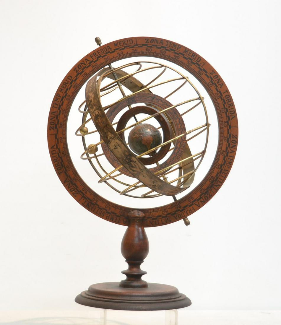 ASTRO LAB HOROSCOPE ARMILLARY SPHERE: ASTROLOGY SPHERE WITH ZODIAC SIGNS GLOBE AT CENTER OF MOVING SPHERES - 16" x 12" x 23"