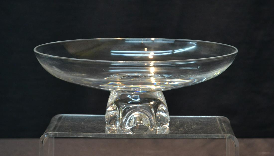 STEUBEN CRYSTAL PEDESTAL BOWL - 10 1/2" x 4": STEUBEN CRYSTAL PEDESTAL BOWL - 10 1/2" x 4"