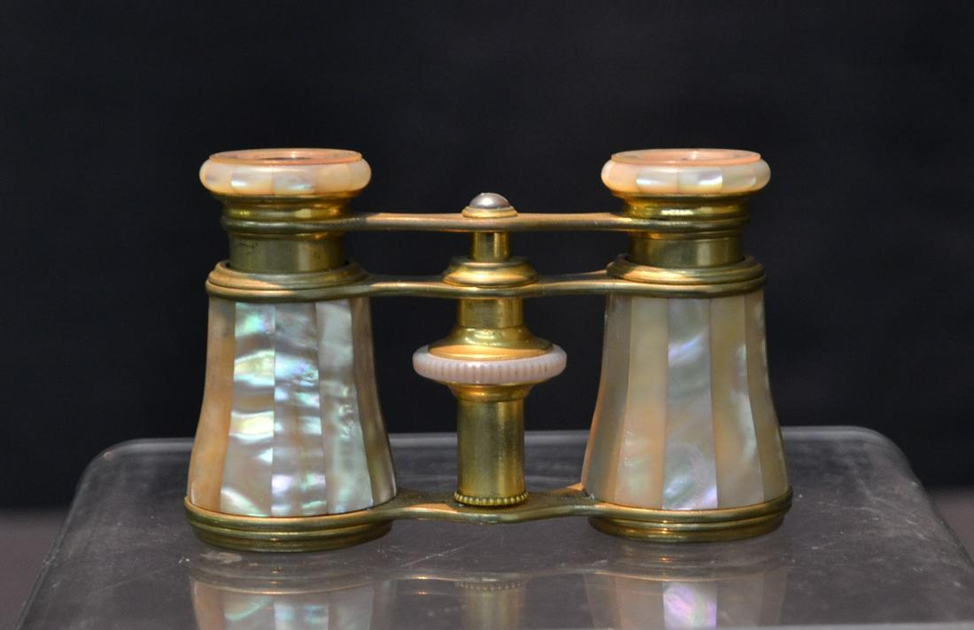 LEMAIRE PARIS , OPERA GLASSES WITH MOTHER OF PEARL: MARKED LEMAIRE PARIS FABI - 3" x 1 1/4"