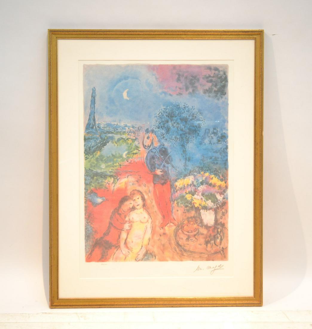 MARC CHAGALL LITHOGRAPH , NUMBERED IN PENCIL: 325/1000 - 30" x 38 1/2" OVERALL