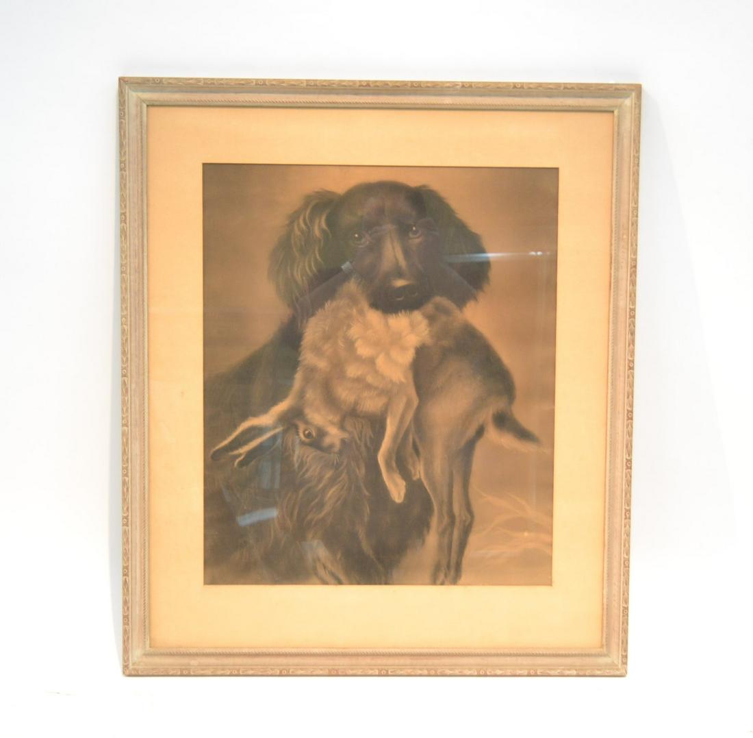 PASTEL PAINTING OF DOG WITH GAME SIGNED JAMISON: LOWER LEFT - 18 1/2" x 23" ; 27" x 31"