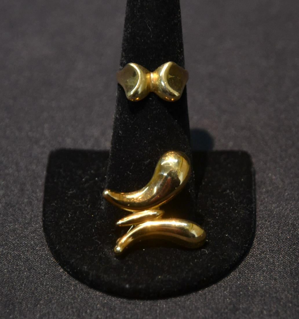 (2) ELSA PERRETTI TIFFANY & Co. PIECES: INCLUDING ELSA PERETTI GOLD RING , SIZE 5 1/2 & PIN - 3/4" x 3/4"