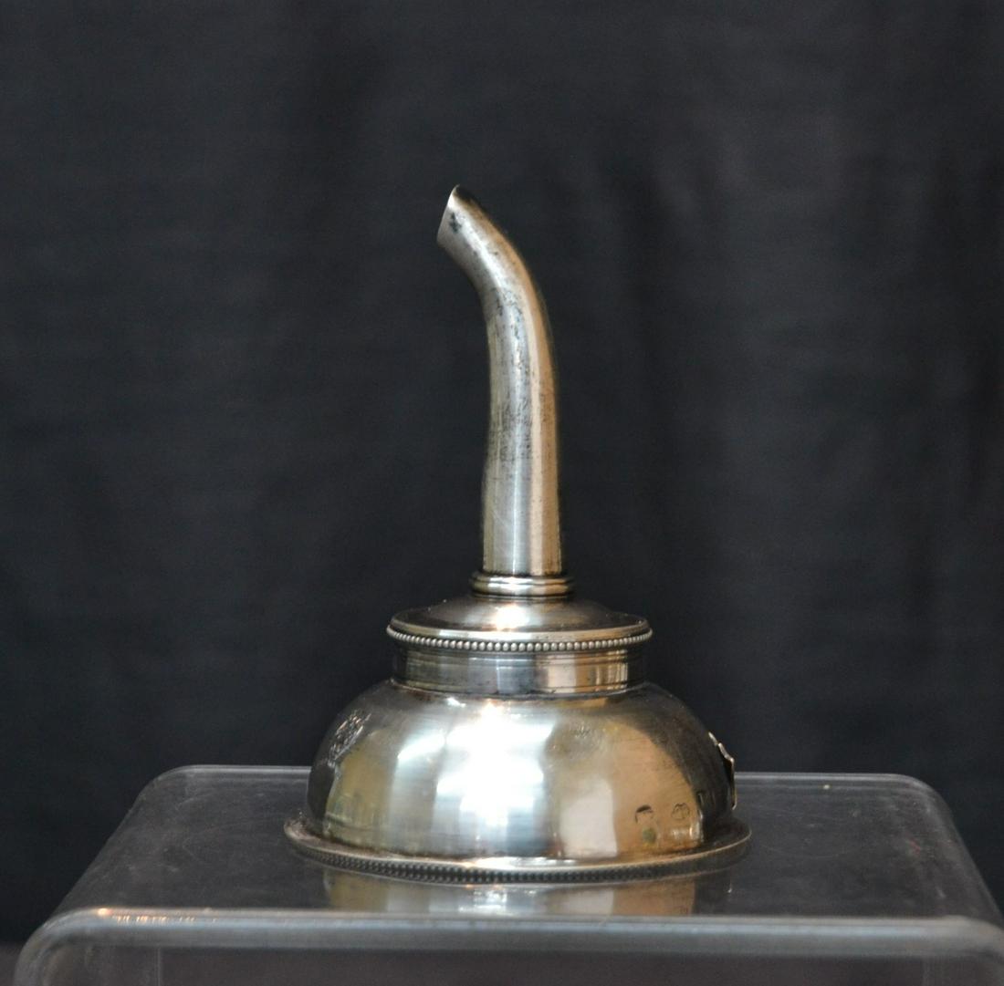ANTIQUE STERLING SILVER WINE FUNNEL: WITH STRAINER - 2.35ozt ; 3" x 4"