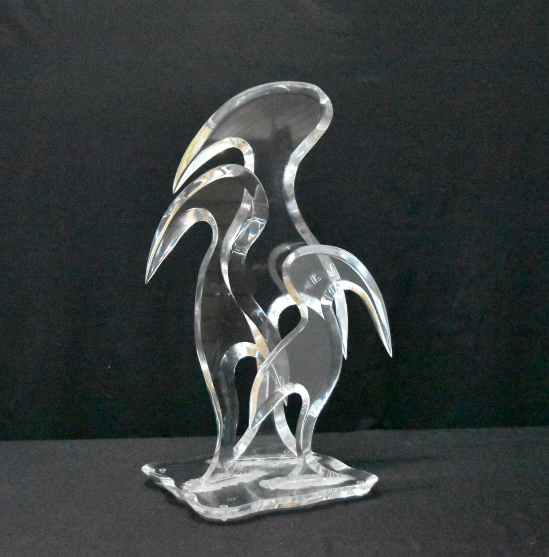 HIVO G. VAN TEAL (DUTCH/AMERICAN, 20thC) LUCITE: SCULPTURE OF (3) STYLIZED PELICANS , SIGNED VAN TEAL - 13" x 13" x 29"