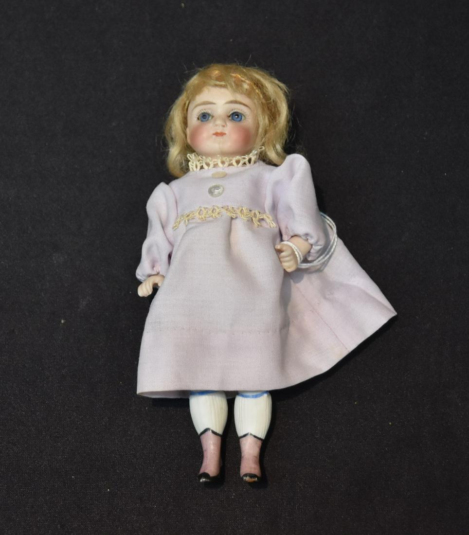 GERMAN ALL BISQUE DOLL WITH PINK BOOTS - 6 1/2": GERMAN ALL BISQUE DOLL WITH PINK BOOTS - 6 1/2" TALL