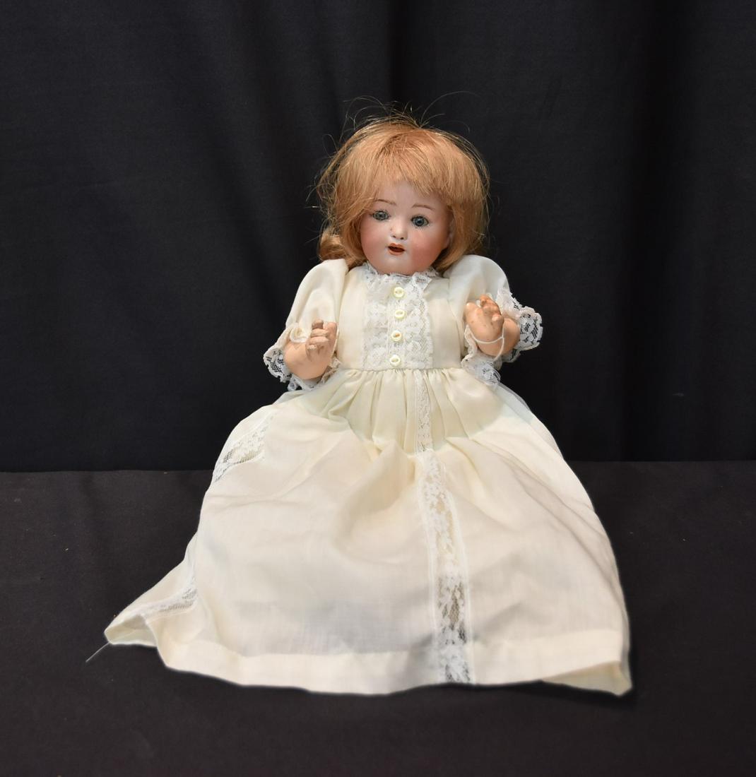 HEUBACH KOPPELSDORF 321 , GERMAN BISQUE BABY DOLL: HEUBACH KOPPELSDORF 321 , 9/0, GERMAN BISQUE CHARACTER BABY DOLL WITH BLUE SLEEP EYES - HEAD IS 8 1/2" CIRC , 11" TALL OVERALL