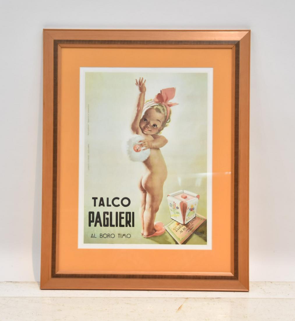 GINO BOCCASILE , ITALIAN POSTER: Boccasile, Gino (Italian, 1901-1952). "Talco Paglieri." 1960. Lithograph poster in colors. Imp. Zanini & Cellerino, Alessandria. Advertisement for talcum powder from Italian brand Paglieri, famed for 