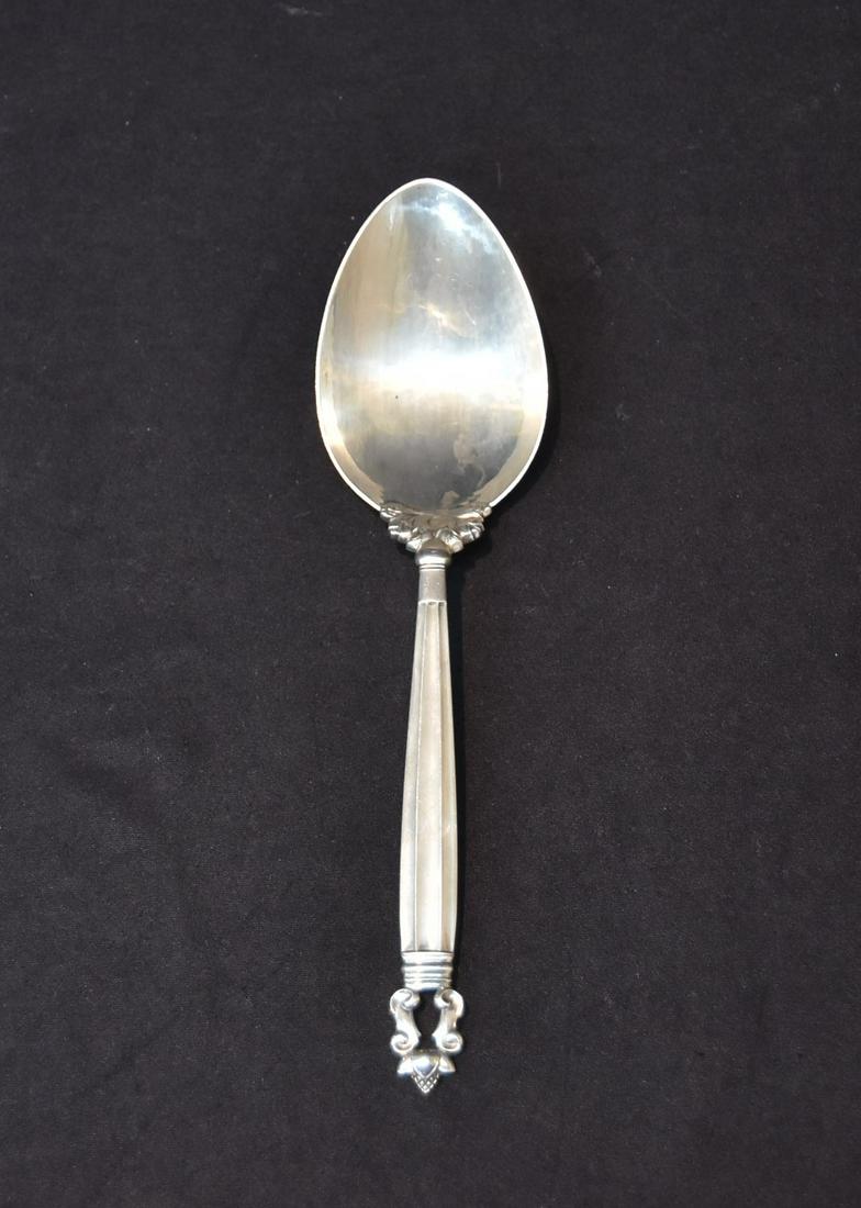 GEORG JENSEN , DENMARK "ACORN" SERVING SPOON: LARGE GEORG JENSEN , DENMARK "ACORN" PATTERN STERLING SILVER SERVING SPOON - 3.02ozt - 2 1/4" x 9 1/4"
