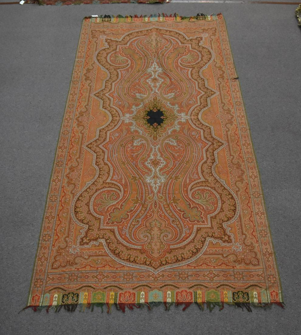 ANTIQUE PAISLEY TABLE COVER - 62" x 130": (HAS TEAR ON SIDE)