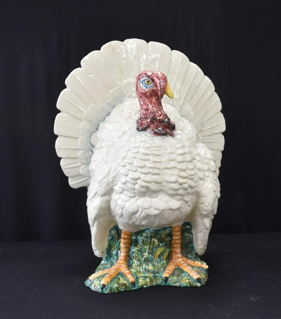 LARGE MAJOLICA TURKEY - 18" x 13" x 21 1/2": LARGE MAJOLICA TURKEY - 18" x 13" x 21 1/2"