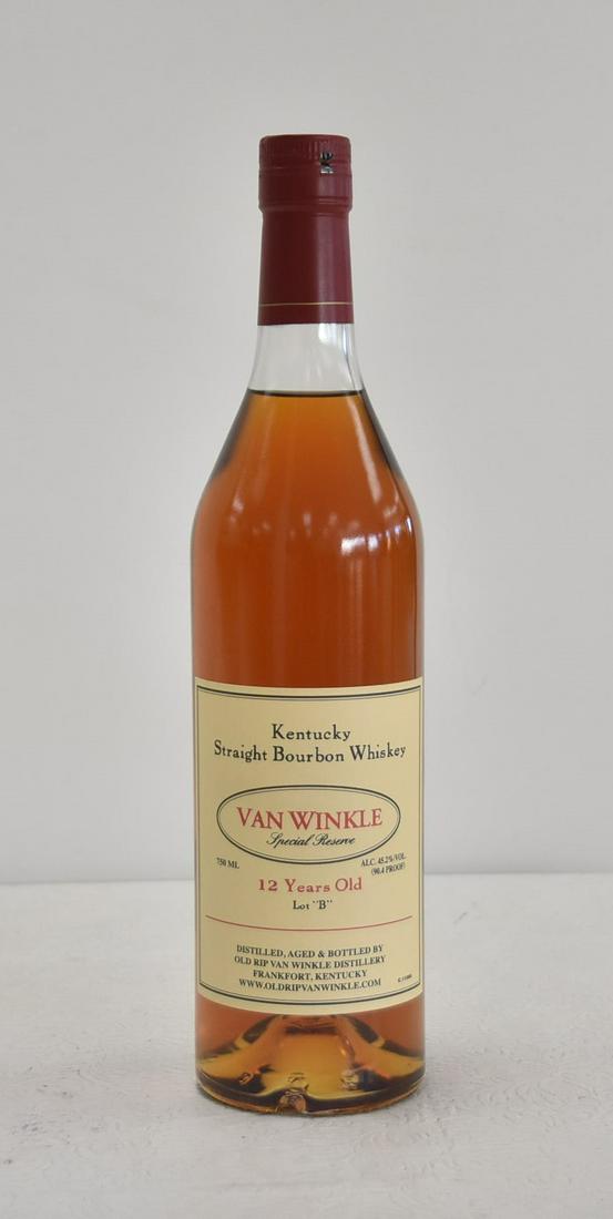 VAN WINKLE SPECIAL RESERVE LOT B 12 YEAR OLD: This very rare,collectors limited edition bourbon takes generations of distilling know-how to produce. Only the most careful and expensive distilling method can be used to create a whiskey as special 