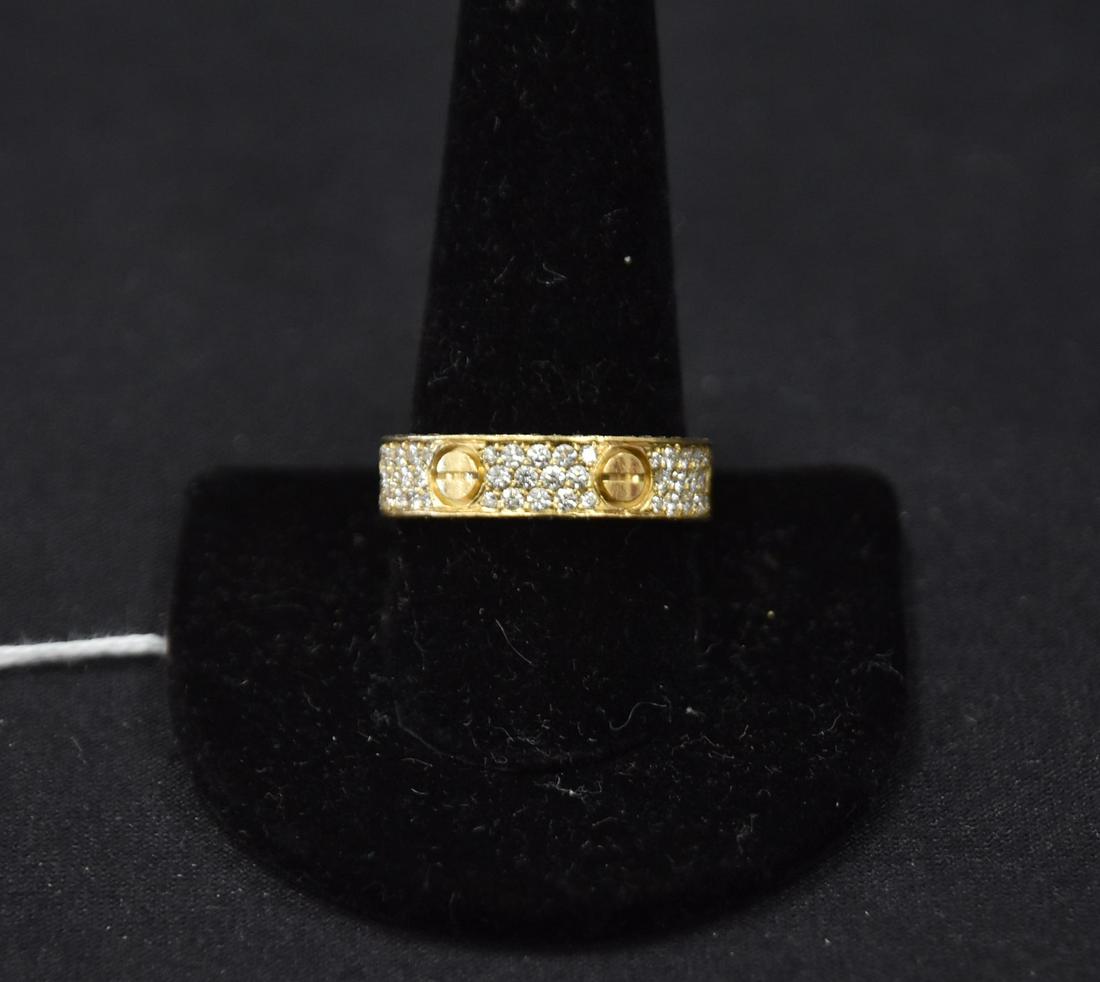 CARTIER , 18kt GOLD & PAVE DIAMOND RING: 7.4grams ; SIZE 11 ; SERIAL NUMBER 85264A
