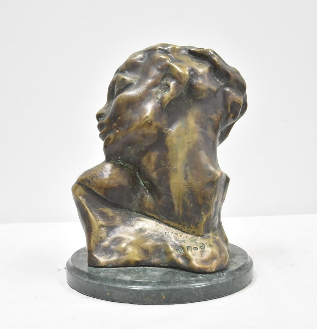 AFTER AUGUSTE RODIN (FRENCH, 1840-1917) BRONZE: AFTER AUGUSTE RODIN BRONZE BUST OF "EVE" , SIGNED A. RODIN - 10" x 15 1/2"