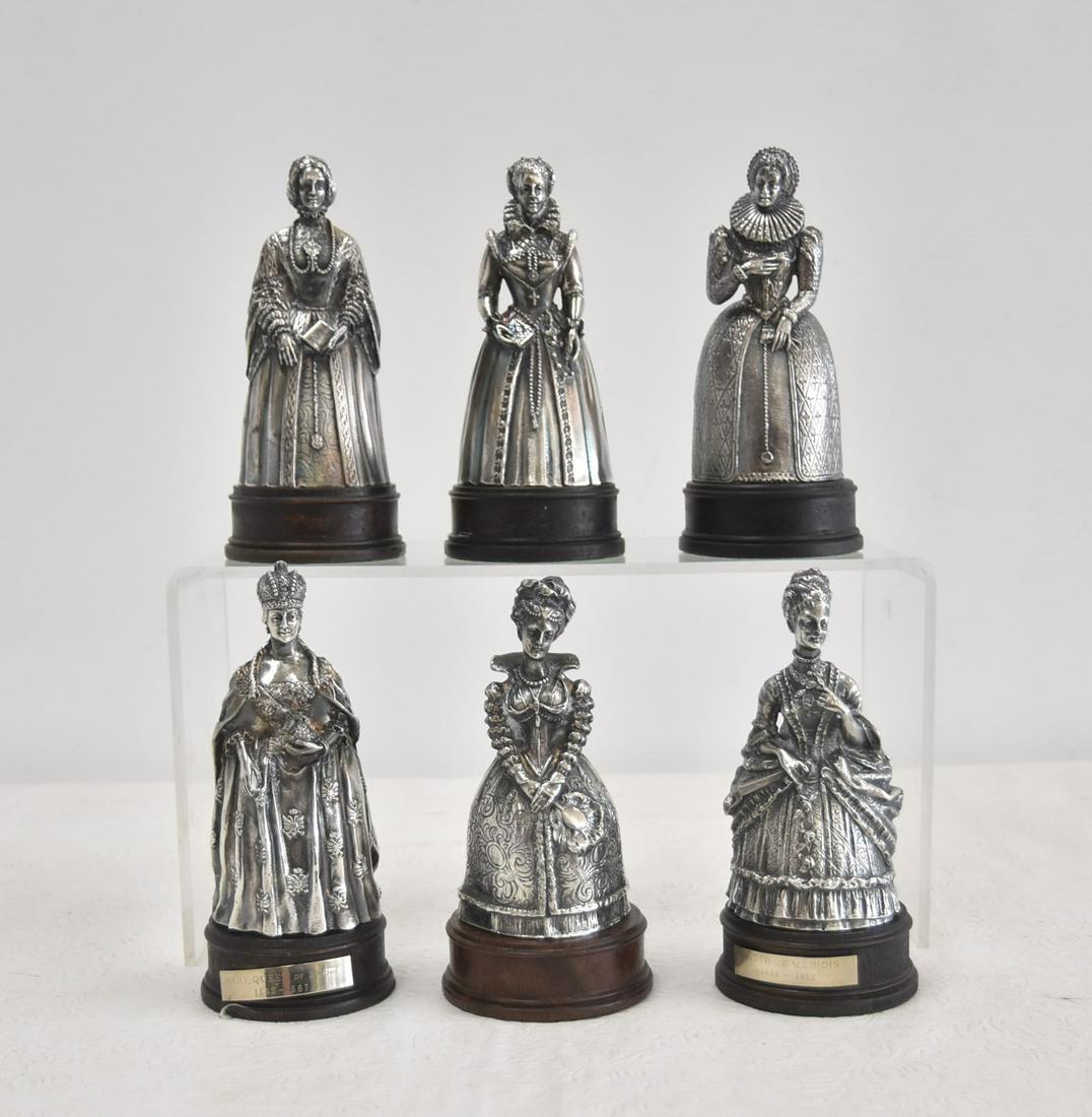 GORHAM "WOMEN THAT CHANGED HISTORY" TABLE BELLS: Gorham Electroplated table Bells - "The Women Who Changed the Course History" Set of Six Table Bells, 20th century. Including: Queen Elizabeth I, Marie Antoinette, Mary Queen of Scots, Catherine the G