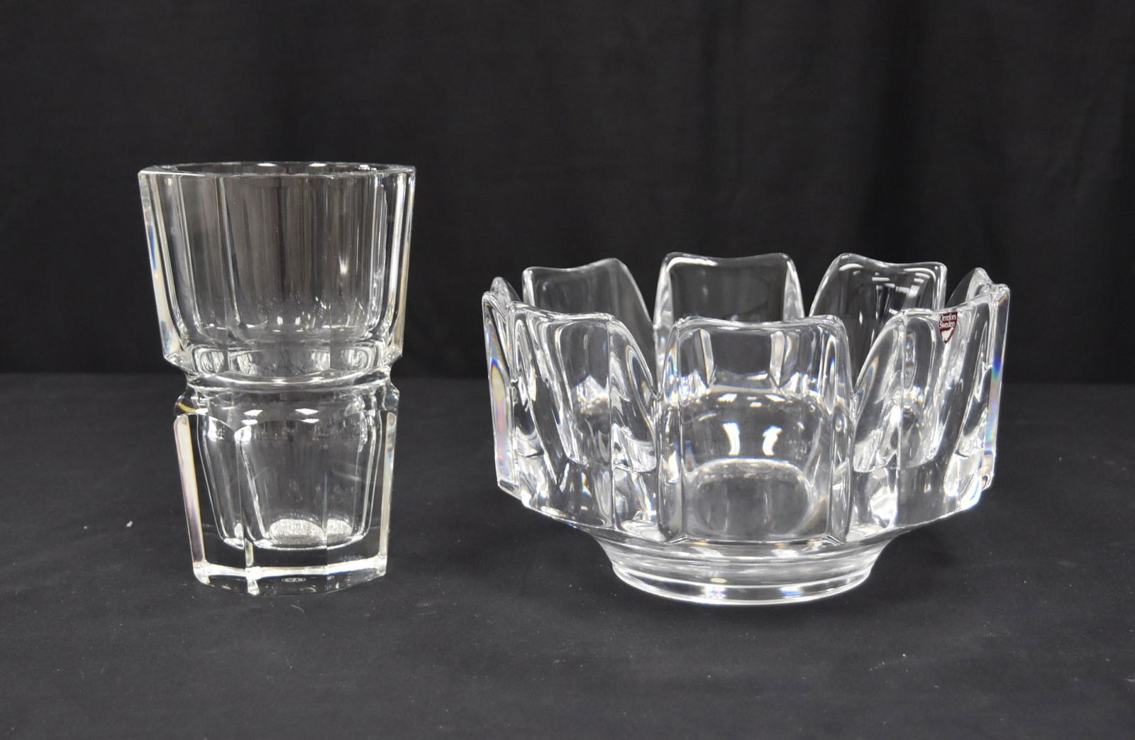 BACCARAT CRYSTAL VASE & ORREFORS CRYSTAL BOWL: BACCARAT VASE - 4 1/2" x 7" / ORREFORS CRYSTAL BOWL - 9" x 5"