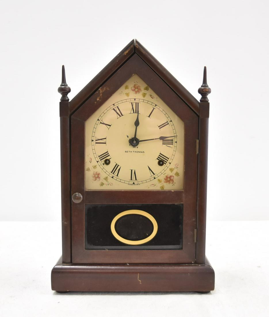 SETH THOMAS STEEPLE CLOCK: 9" x 5" x 14 1/2"