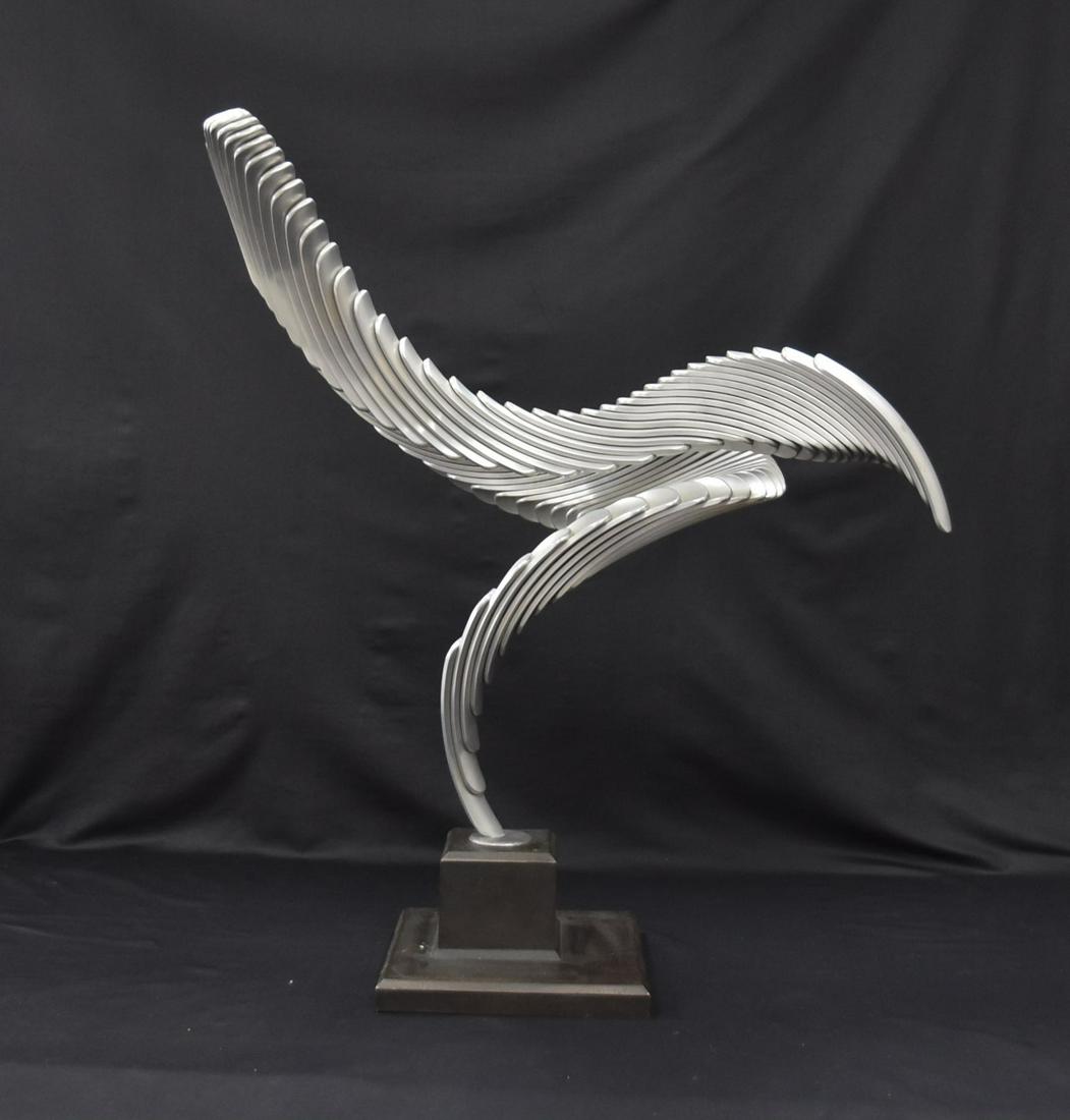 AHMAD AL-SHAIKHLY (CANADIAN, b. 1941) KINETIC: AHMAD AL SHEIKHLY KINETIC METAL WIND SCULPTURE , TITLED "HOMAGE TO PAUL KLEE" , SIGNED AL SHAIKHLY - 27" x 9" x 29"