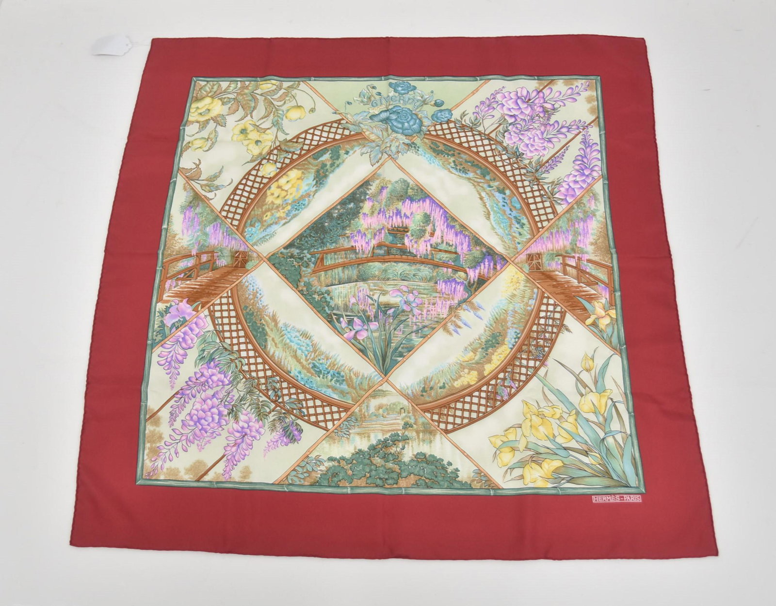 HERMES "GIVERNY" SILK SCARF: HERMES "GIVERNY" SILK SCARF ; WITH BOX - 34" x 34"