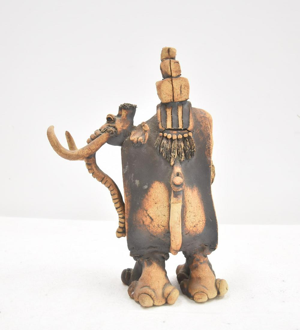 ORIGINAL TODD WARNER WOOLY MAMMOTH: EARLY TODD WARNER WOOLY MAMMOTH POTTERY SCULPTURE , SIGNED TODD WARNER , 1976 - 9" x 14 1/2"