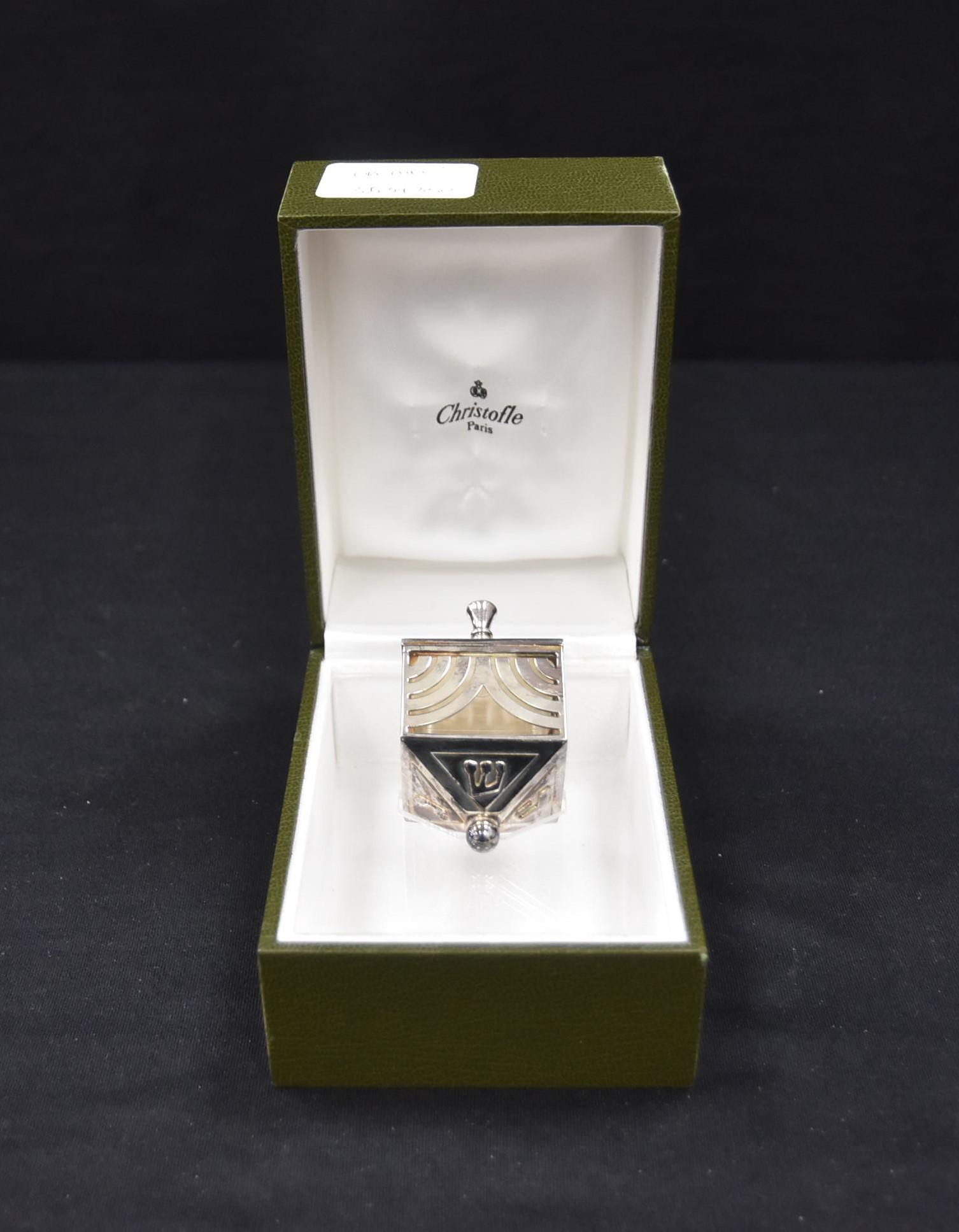 CHRISTOFLE HANUKKAH DREIDEL: NEW WITH ORIGINAL BOX - 1 1/2" x 1 1/2" x 3"