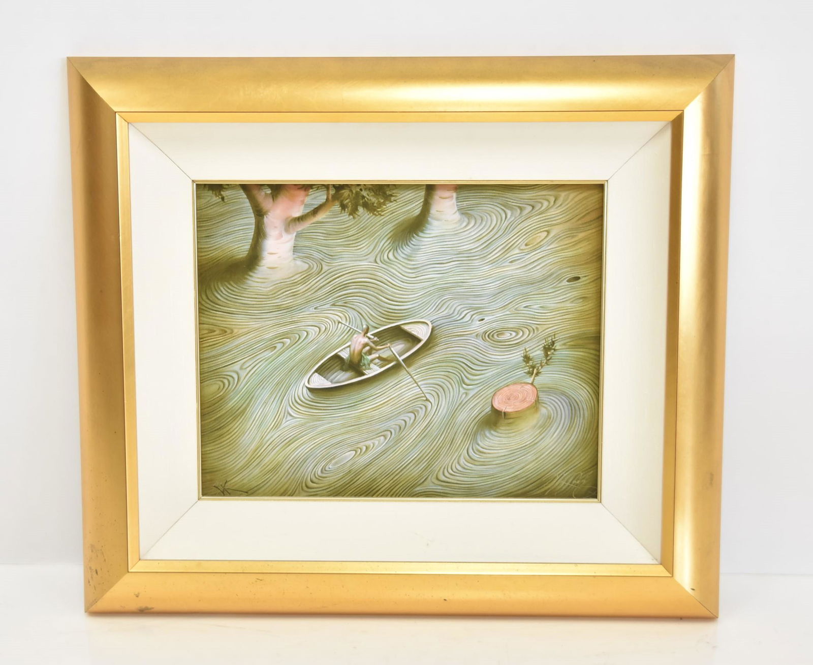 VLADIMIR KUSH , GICLEE ON CANVAS "CURRENT": VLADIMIR KUSH (RUSSIANb. 1965) GICLEE ON CANVAS , TITLED "CURRENT" , HAND SIGNED KUSH , NUMBERED 204/325 , WITH CERTIFICATE & INFO - IMAGE SIZE IS 11" x 14" , OVERALL SIZE IS 23" x 20 1/4"