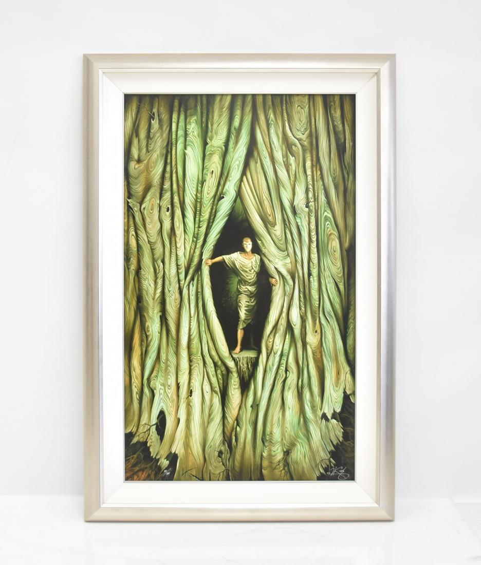 VLADIMIR KUSH , GICLEE ON CANVAS "TITLED NERO": VLADIMIR KUSH (RUSSIAN, b.1965) IRIS GICLEE ON CANVAS , TITLED NERO , HAND SIGBED KUSH , NUMBERED 251/325 , WITH CERTIFICATE & INFO -IMAGE SIZE IS 25" x 43" , OVERALL IS 34" x 51 1/2"