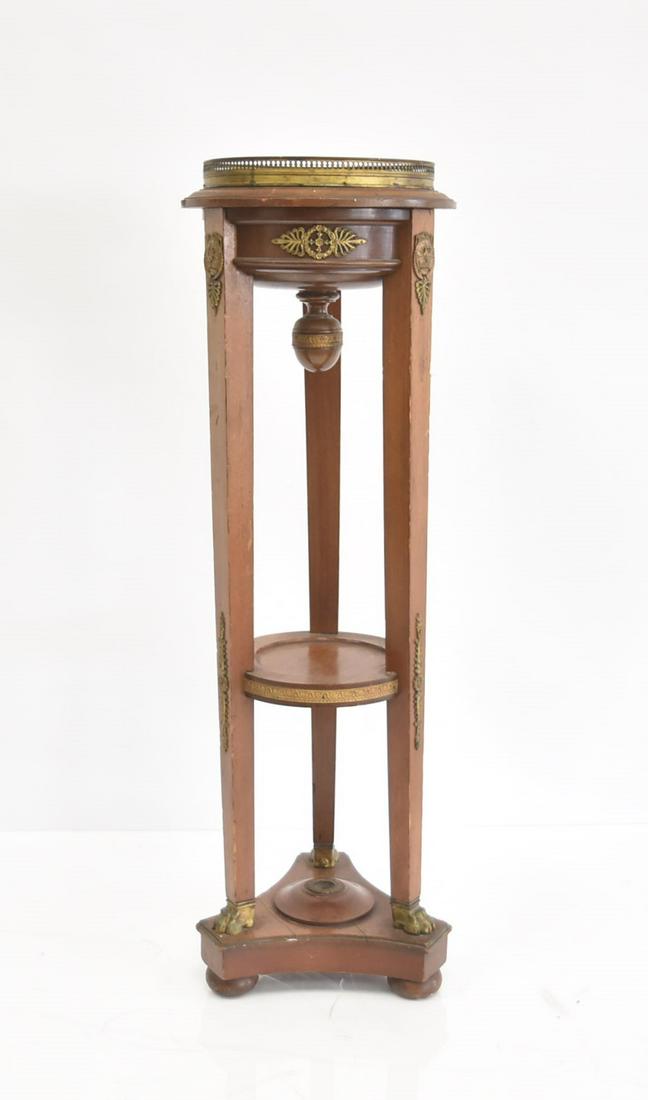 EMPIRE WOOD & MARBLE GEURIDON STAND: EMPIRE WOOD GEURIDON PEDESTAL STAND WITH BRONZE MOUNTS - 13" x 40"