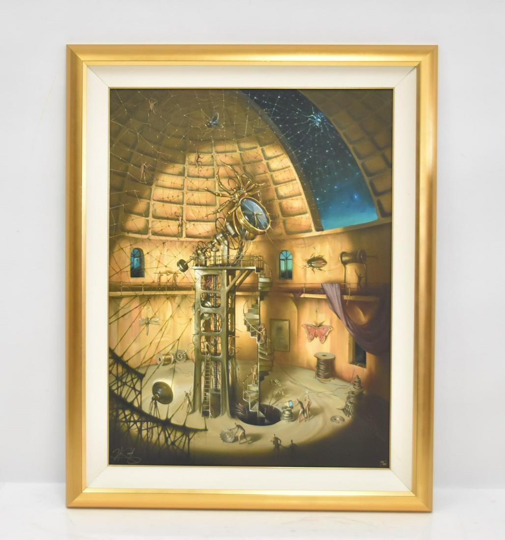 VLADIMIR KUSH , GICLEE ON CANVAS "WEBMASTER": VLADIMIR KUSH (RUSSIANb. 1965) IRIS GICLEE ON CANVAS , TITLED "WEBMASTER" , HAND SIGNED KUSH , LOWER RIGHT & NUMBERED 123/325 - OIL 29" x 40" ; FRAMED IS 37 1/2" x 47 1/4"