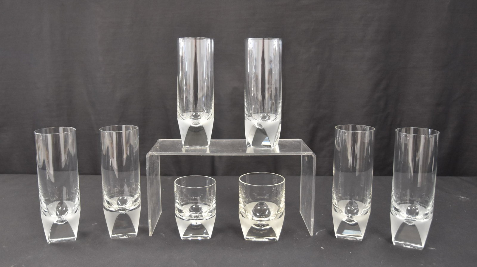 (6) ROSENTHAL HI BALL GLASSES & (2) ROCKS GLASSES: HIBALL GLASSES - 2" x 7 3/4"