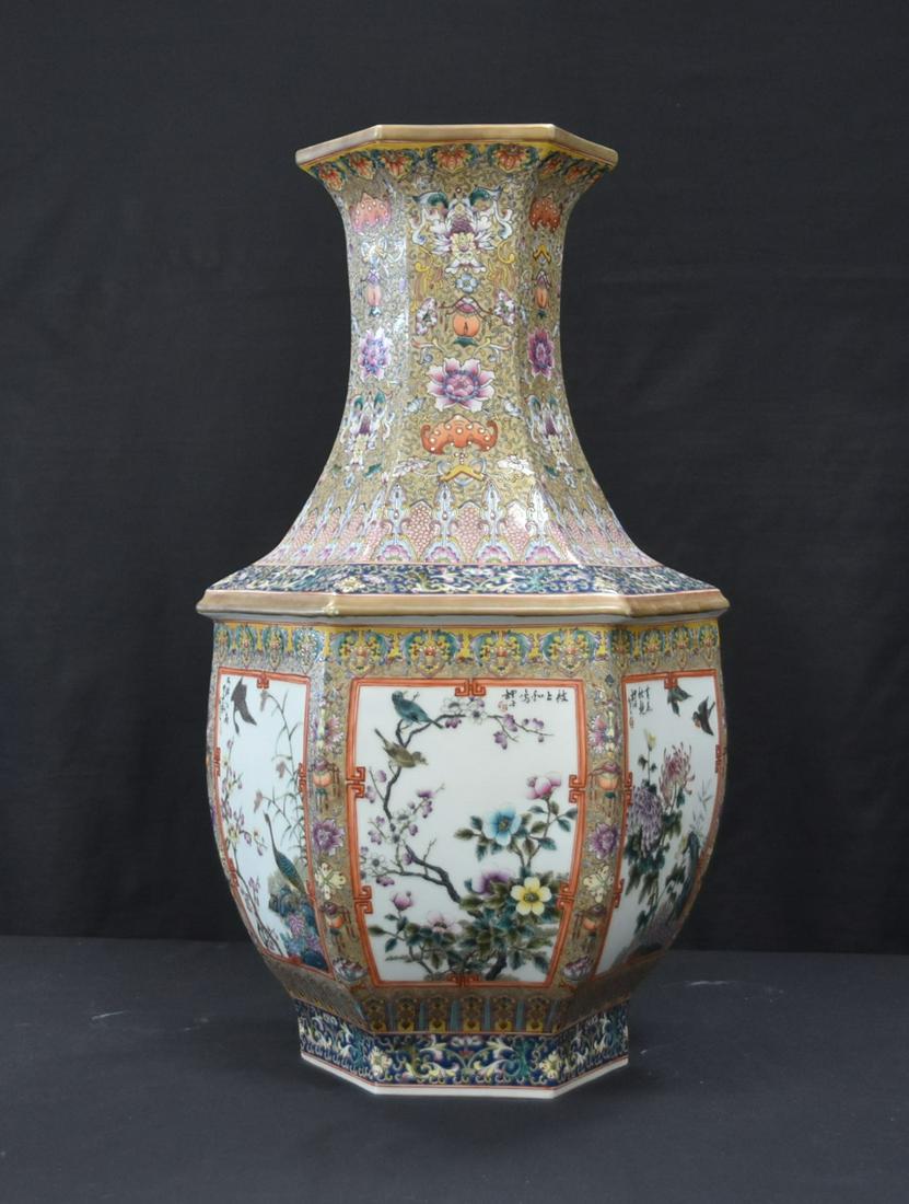 LARGE CHINESE PORCELAIN 6-PANEL VASE (1 of 13)