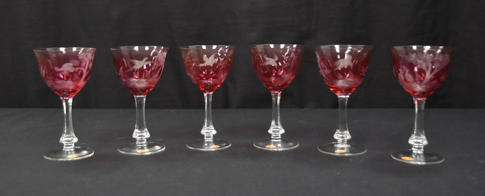(6) MOSER ETCHED STEMWARE GLASSES (1 of 16)