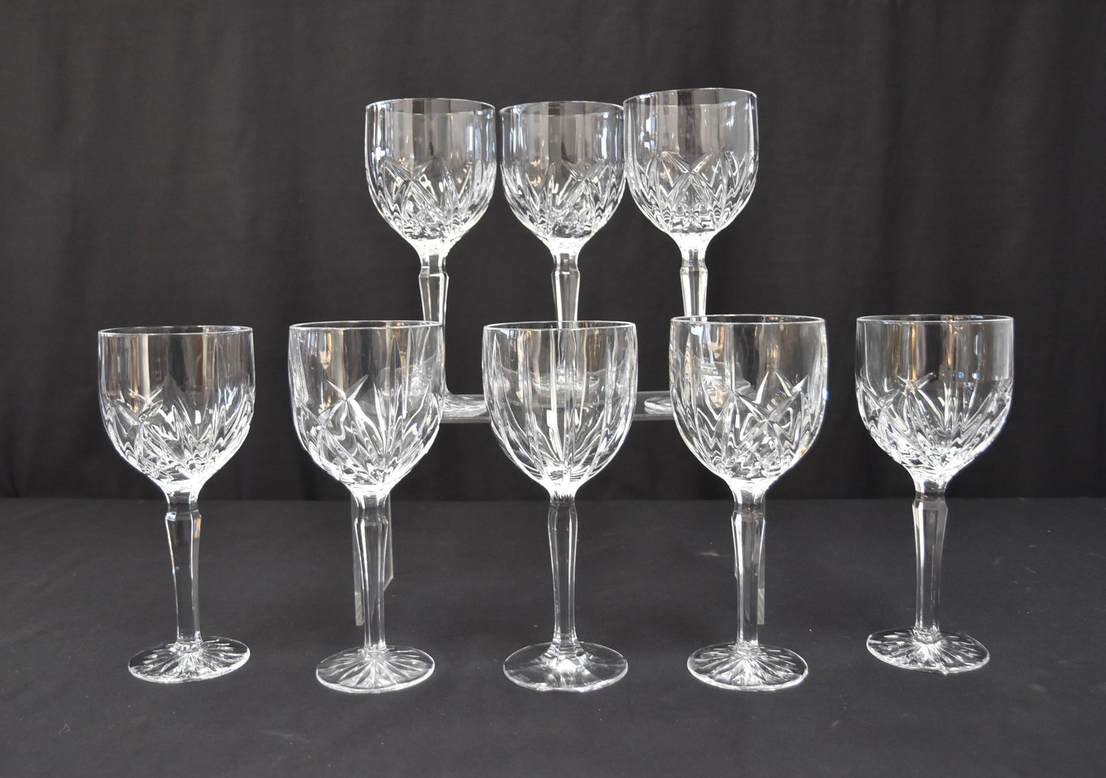 (8) WATERFORD MARQUIS CRYSTAL WINE GLASSES: (7) WATERFORD MARQUIS CRYSTAL WINE GLASSES & (1) WATERFORD CRYSTAL WINE GLASSES - 3 3/4" x 8 1/2"
