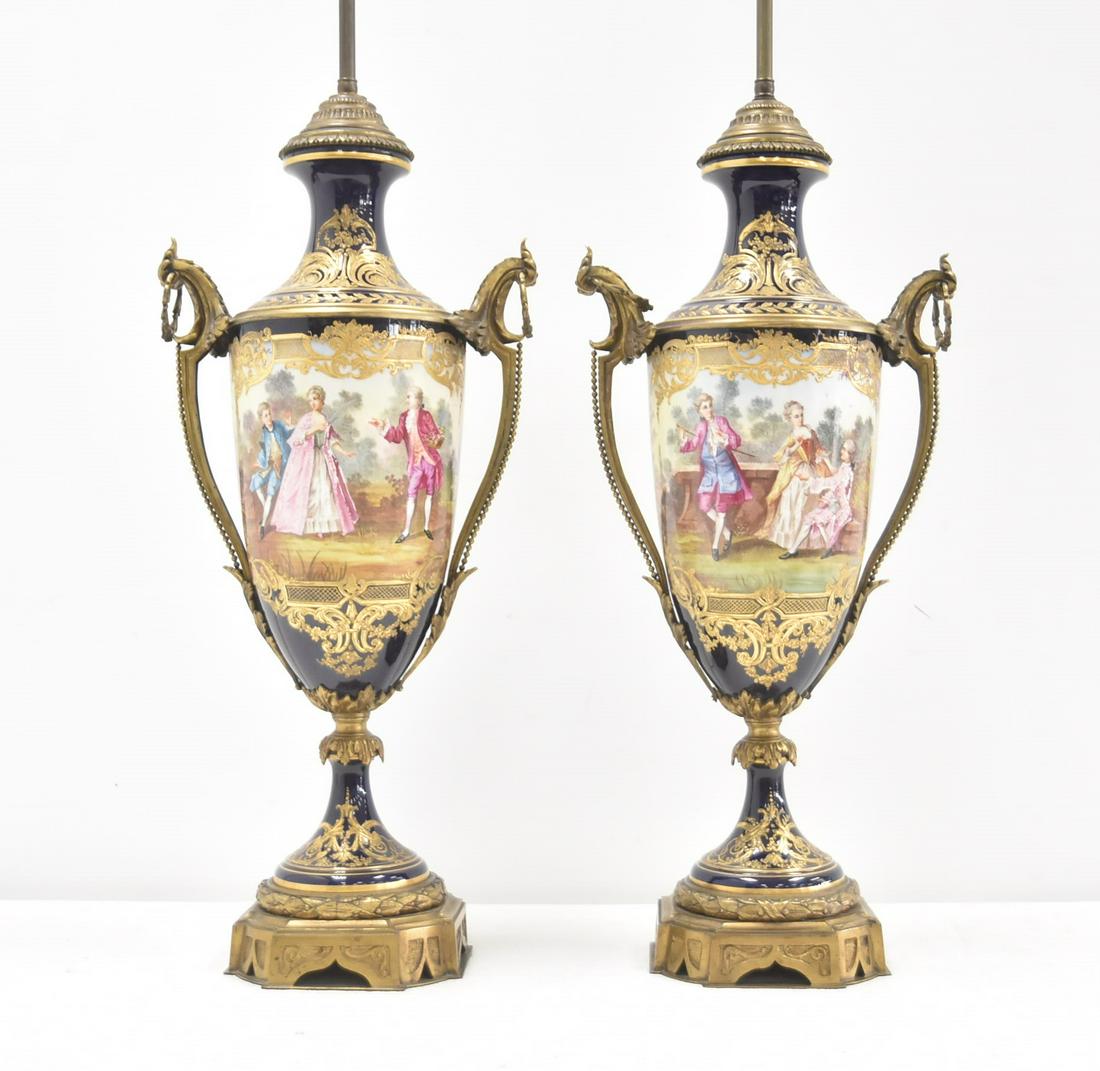 (Pr) LARGE HAND PAINTED SEVRES LAMPS (1 of 16)