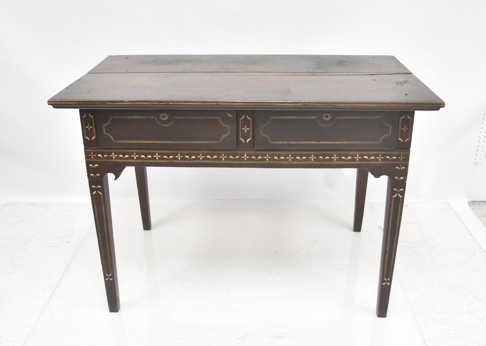 19thC INLAID 2-DRAWER WRITING TABLE (1 of 12)
