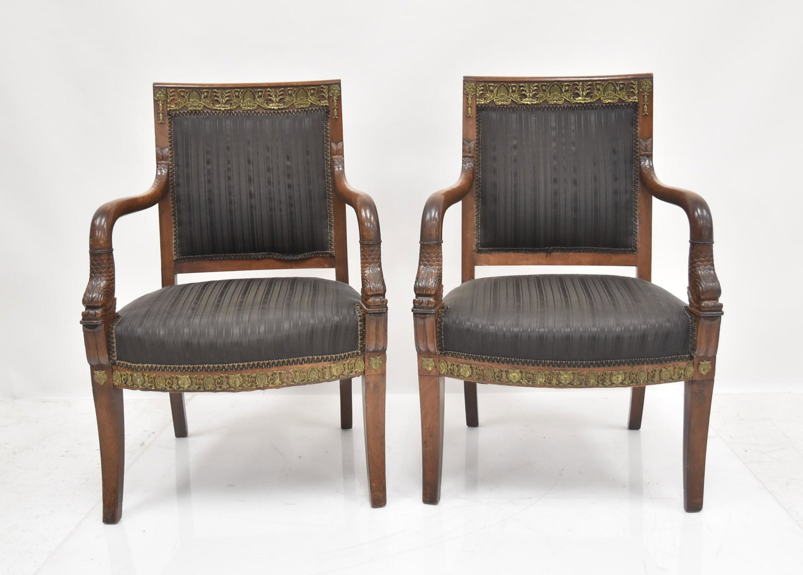 (Pr) BRONZE MOUNTED DOLPHIN ARM CHAIRS (1 of 16)