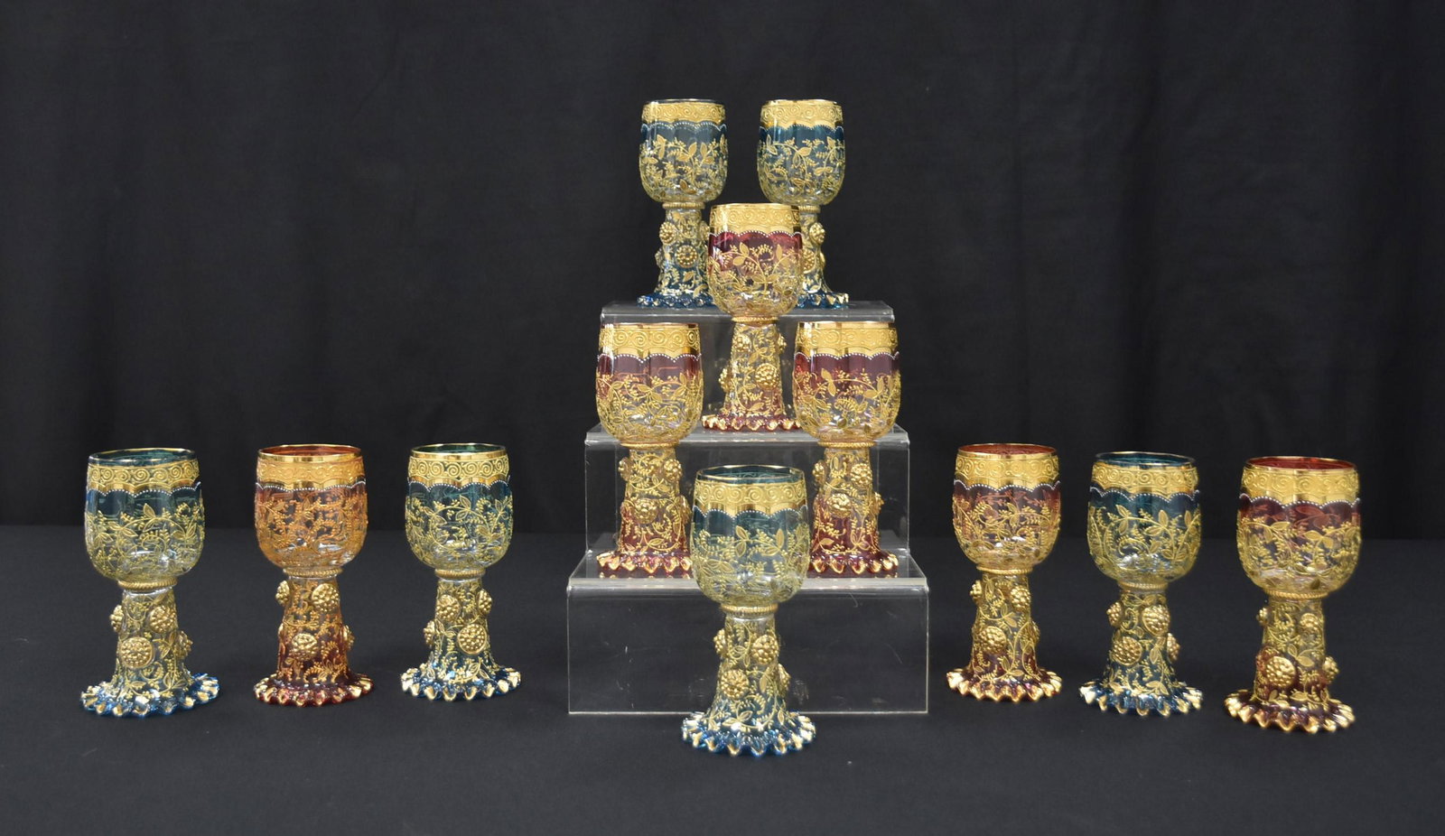 (12) MOSER ? GOLD ENAMELED STEMWARE GOBLETS (1 of 14)