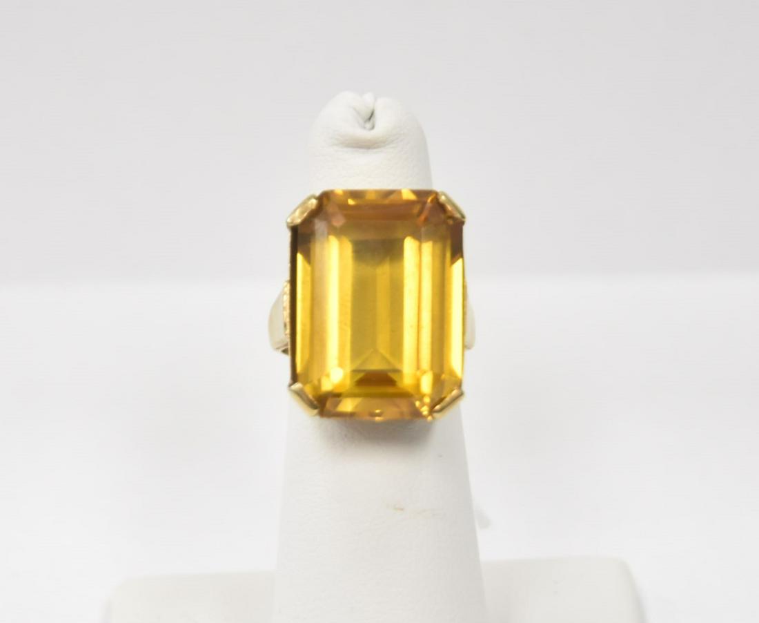 14kt LARGE EMERALD CUT TOPAZ RING (1 of 7)